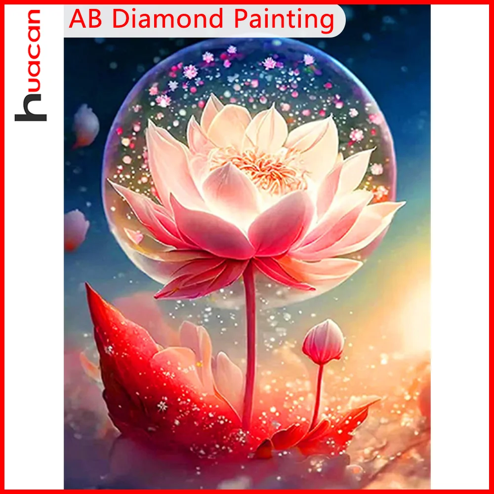 Huacan Flowers AB Diamond Painting Kits Full Square Drill Diamond Art Kit for Adults, Painting with Diamonds for Beginner Full Diamond Flower Wall