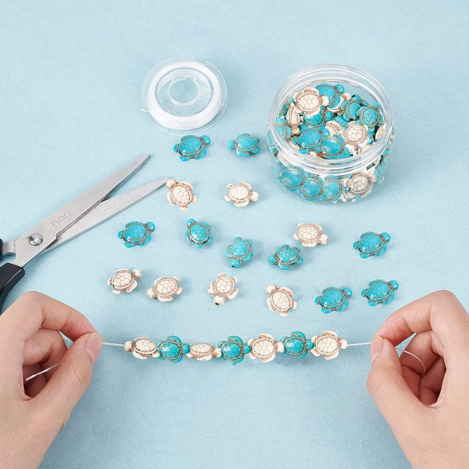 20PCS 귀여운 인공 청록색 DIY 바다 테마 거북이 바다 스타 비즈 팔찌 목걸이 귀걸이, 열쇠 고리, 발목, Holid