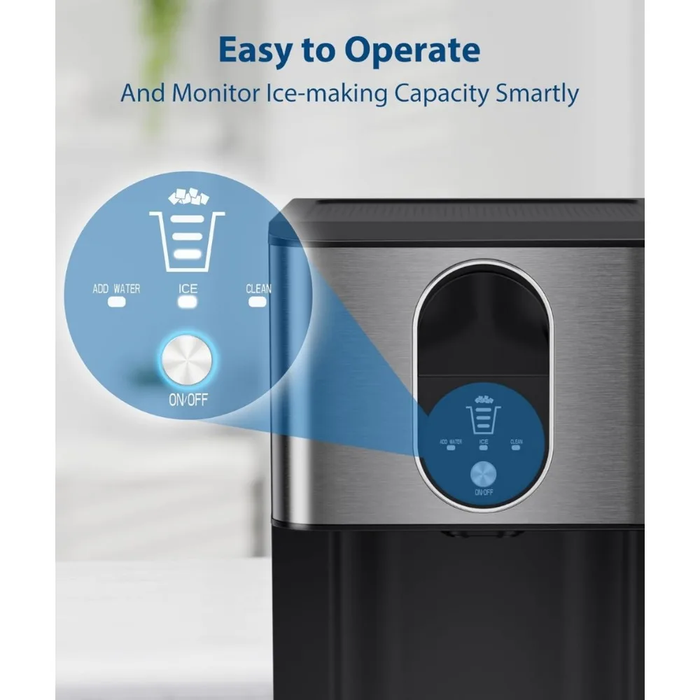 Nugget Ice Maker Dispenser, Self Dispensing Pellet Ice Maker, 44lbs/24H, 15mins Quick Make