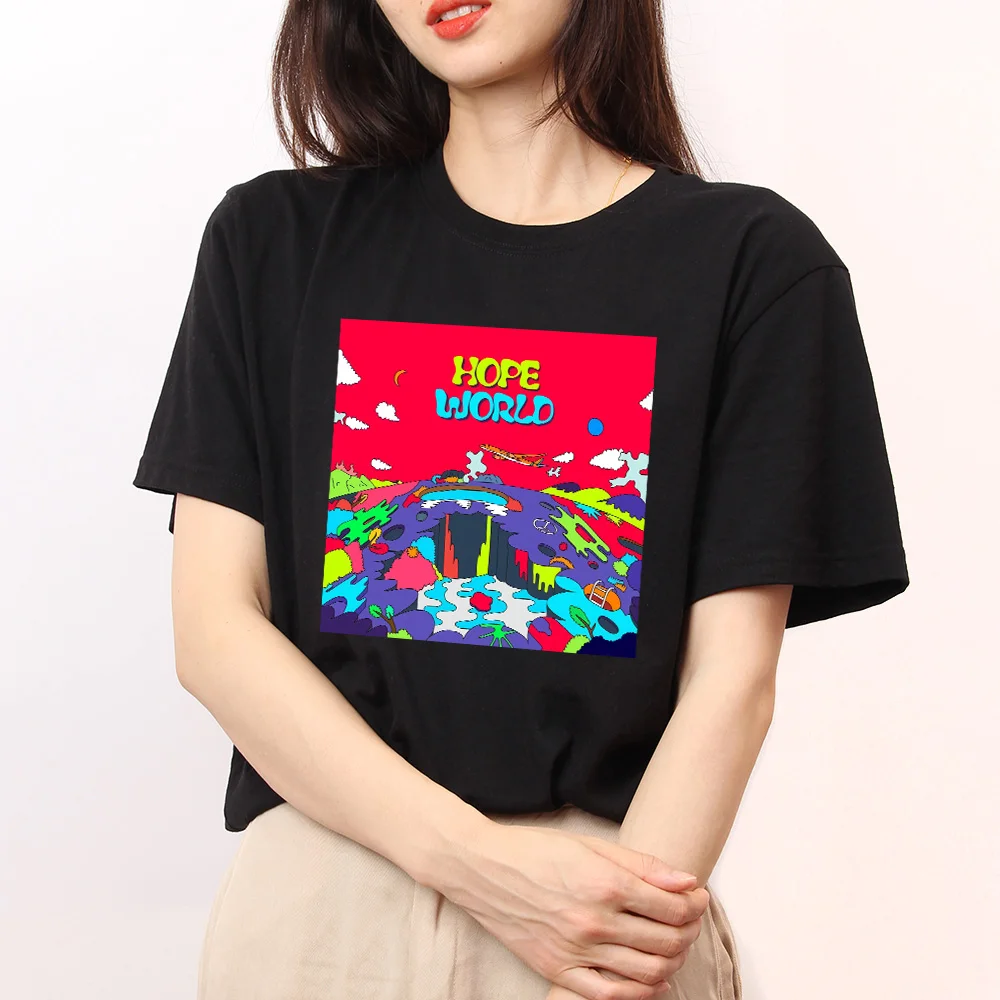 

Женский хлопковый топ с принтом надписи Hope World, летний женский топ в стиле Харадзюку, хипстерский женский топ, футболка