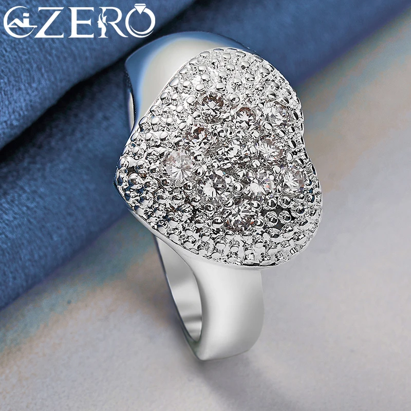 925 Sterling Silver Crystal Love Heart Ring silver ring wedding rings silver rings silver heart ring for Women Man