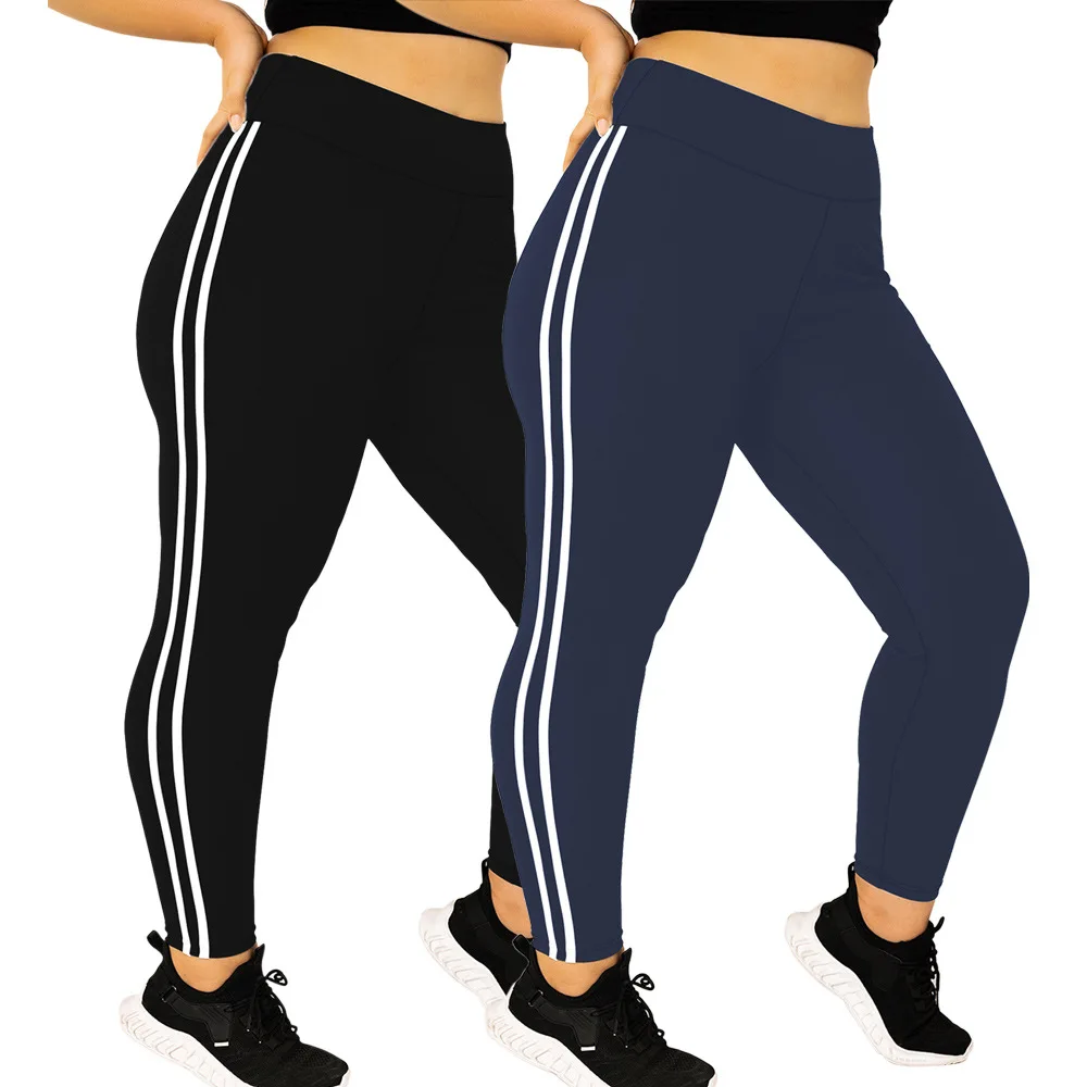 سراويل يوجا نسائية عالية الخصر بخطوط جانبية للتحكم في البطن بقصة ضيقة ملابس رياضية غير رسمية