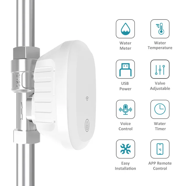 Tuya Smart WiFi Water Valve Water Meter Water Flow Rate Consumption Temperature Display Timer Smart Life Control Home Automation 2