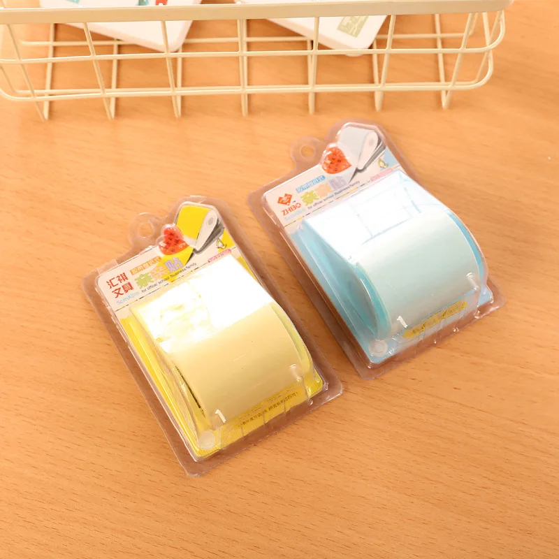 1 Roll Sticky Notes Cute Memo Pad Tearable Self-adhesive Notepad with Cutter Tape Seat Stationery Office School Supplies