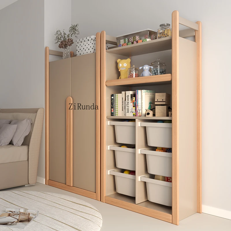 Children's wardrobe Bedroom household all solid wood small wardrobe Children's room cabinet