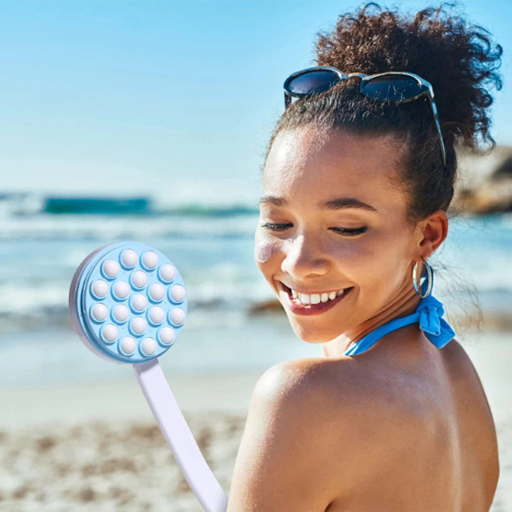 Silicone Self Tanning Back Roller With 19 Rolling Balls For Long Handle Hand-held Bath Brush 2