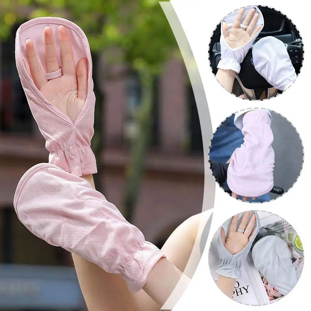 

1pair Summer Sunscreen Gloves Short Men And Women Sunshade Gloves Outdoor Fingertip Non-slip Riding Breathable Anti-UV Driv B7F3