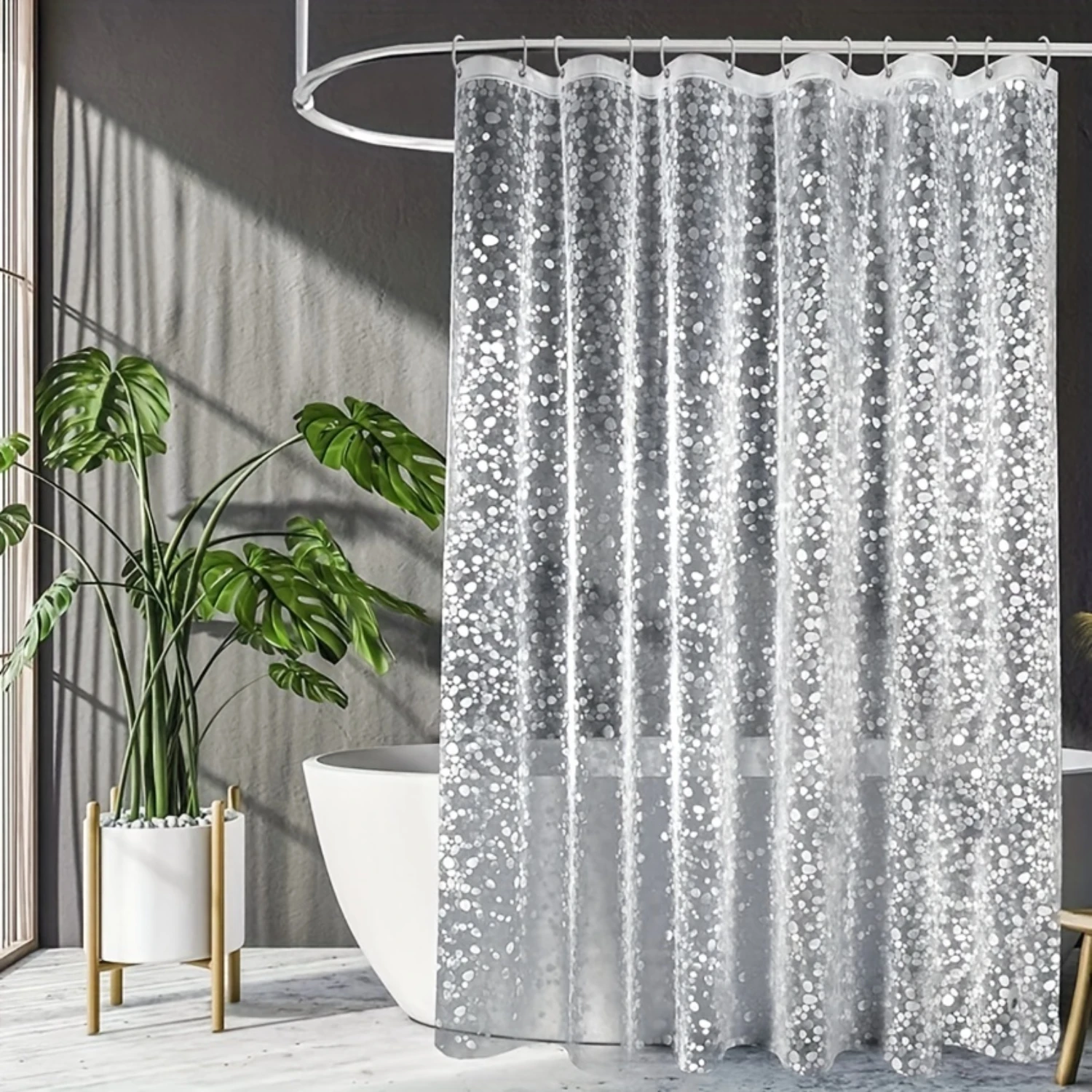 1pc Fantasy Geometric Patterned Waterproof Bath Curtain-Modern Shower Liner with , Water-Resistant, Jacquard Weave, Non-Texti