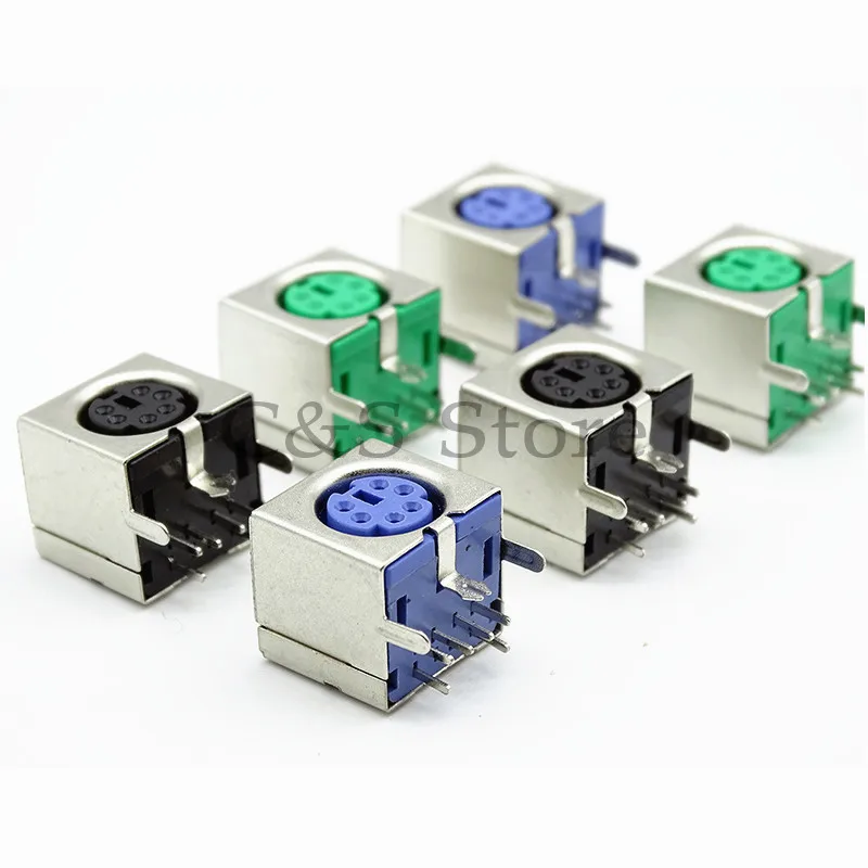 10Pcs Presa Tastiera Nero/Verde/Viola 6 Pin Ps/2 Ps 2 Presa Femmina Connettore Jack