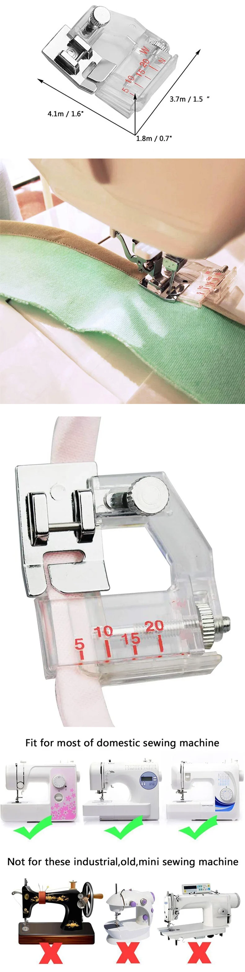 Description Picture 4 of itemSewing Machine Overlock Vertical Presser Foot Fit For All Low Shank Snap-On Singer Brother Babylock Euro-Pro Janome Kenmore Juki