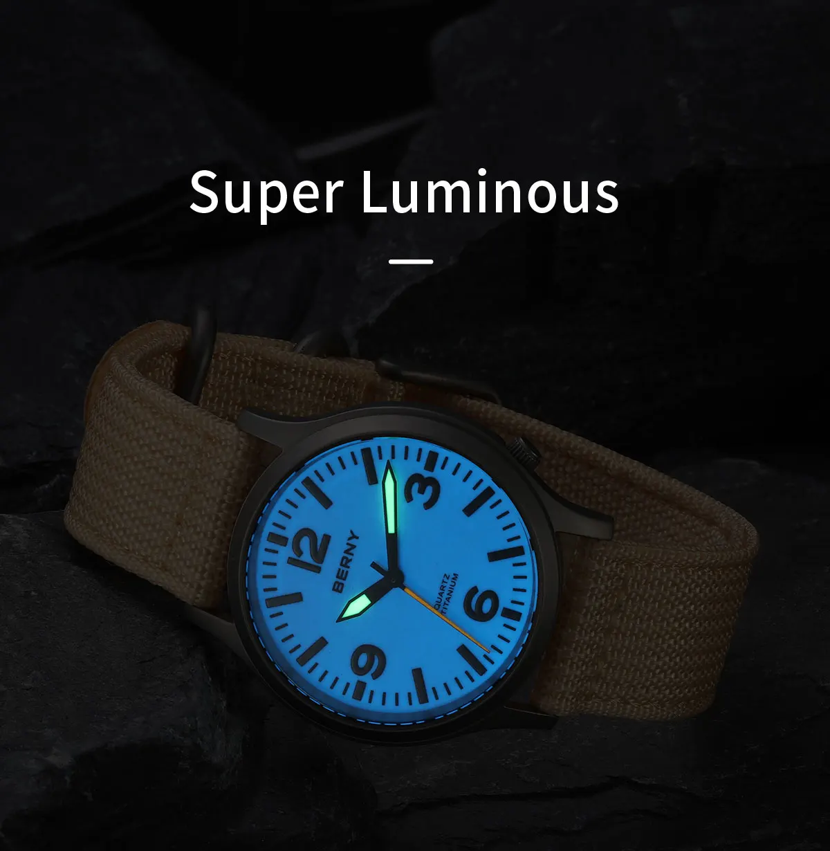 BERNY Titanium Watches for Men Sapphire Field Sports Quartz