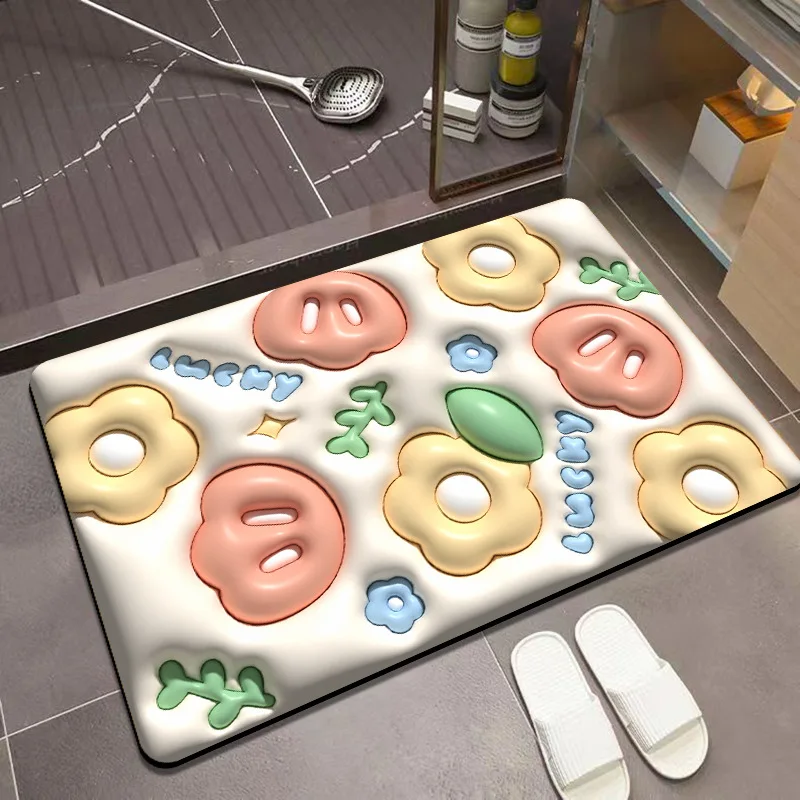 

Bathmat 3D Cartoon Extended Vision Diatom Mud Bathroom Absorbs Water Quickly Dries Non Slip Easy Care Floor Mat Customizable