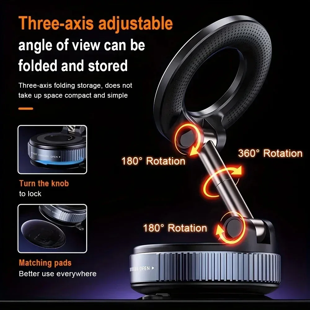 Adjustable Car Cell Phone Holder 360° Rotation Car Mount Vacuum Strong Magnetic Foldable Strong Suction Stand For Live Streaming 5 Adjustable Car Cell Phone Holder 360° Rotation Car Mount Vacuum Strong Magnetic Foldable Strong Suction Stand For Live Streaming – Bild 5
