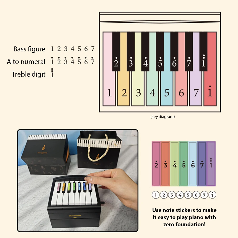Piano Calendar Mini Playable Piano Desk Calendar Creative Desktop Decoration Music Box Birthday Gifts Weekly Ornament