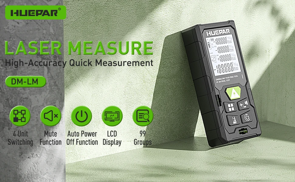 Huepar Laser Entfernung DM 50M/80M/100M/120M Entfernungsmesser Professionelle Meter Laser Entfernungsmesser Lineal Test Werkzeug M/in/Ft Winkel Sensor – Detail 1