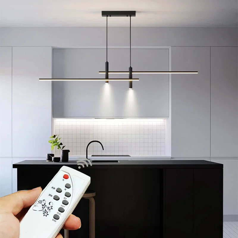 

Modern simple Dining room chandelier long pendant light Nordic minimalist long strip creative spotlight design light luxury lamp