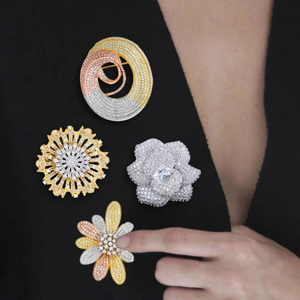 Missvikki Winter coat brooch Flowers Brooch Neck Jewelry pendant dual purpose for Women Wedding Party Birthday Anniversary Gift