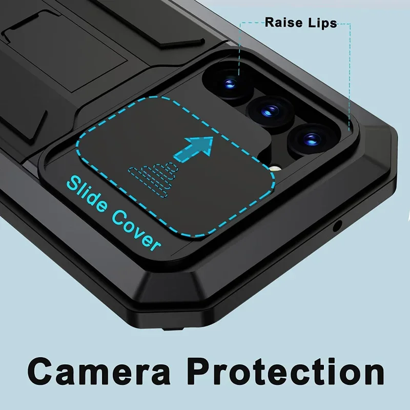 Heavy Duty Armor Metal Case with Screen Protector For Galaxy S23 S22 Ultra S21 Plus Shockproof Military Aluminium Silicone Cover