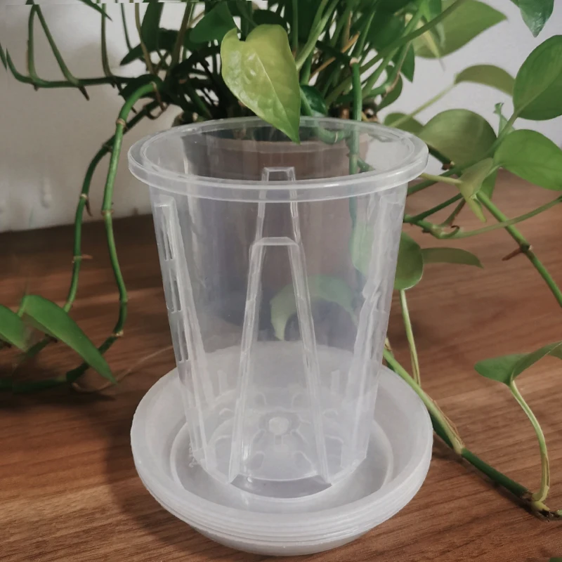 5 Pcs Root Control Transparent Flower Pots Breathable Plastic Flant Pots Nursery Pots For Planting Phalaenopsis Orchids