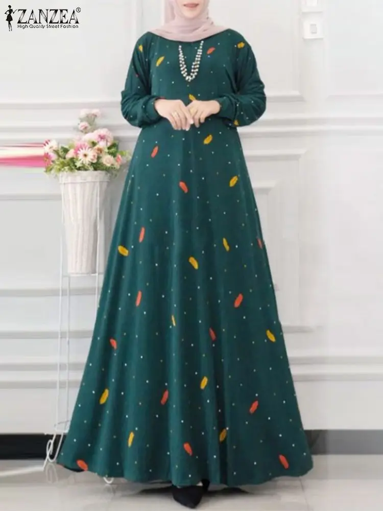 

ZANZEA Fashion Women Muslim Dress Autumn Vintage Abaya Ramadan Islamic Clothing Bohemian Long Sleeve Floral Print Party Vestido