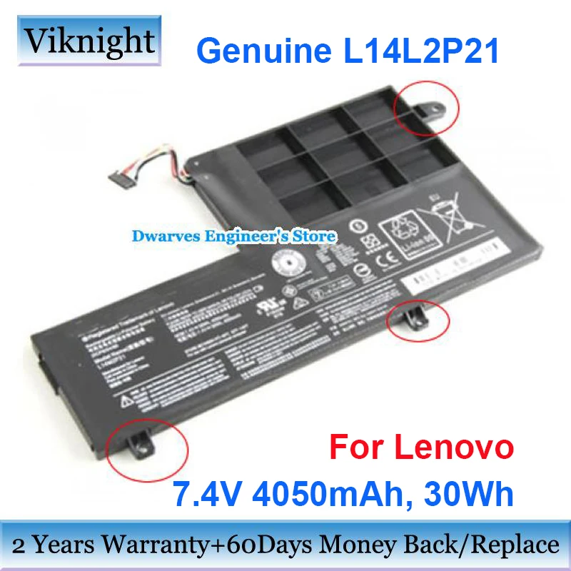 Original L14l2p21 Battery For Lenovo Ideapad 300s-14isk Yoga 500 S41-70 ...