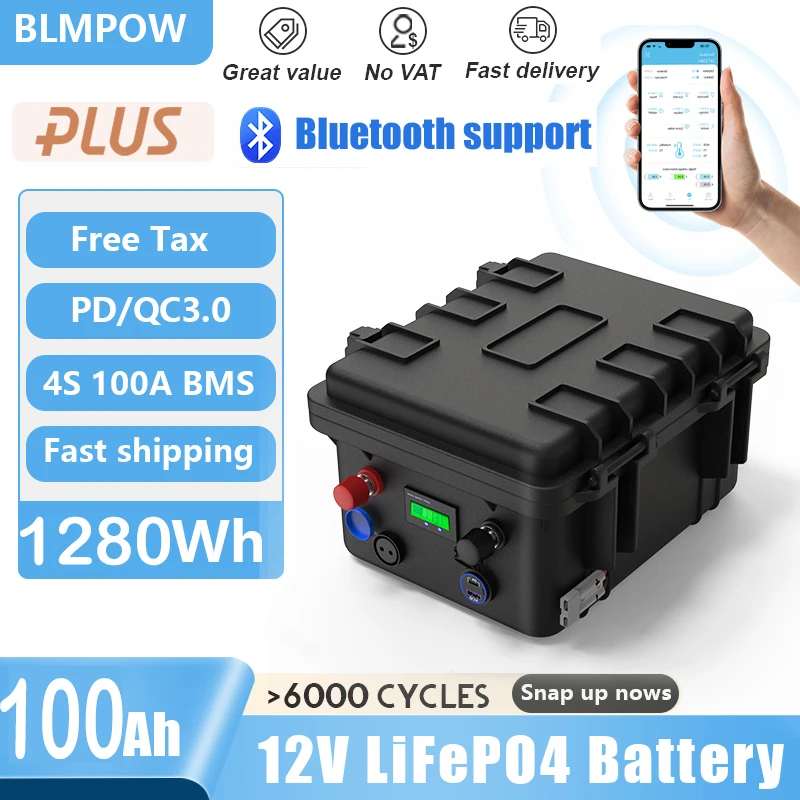 

12V 100AH 140AH 120AH 80AH LiFePO4 Battery Pack 12.8V Lithium Battery 6000+ Cycles With Bluetooth BMS Grand A Cells For Boat RV