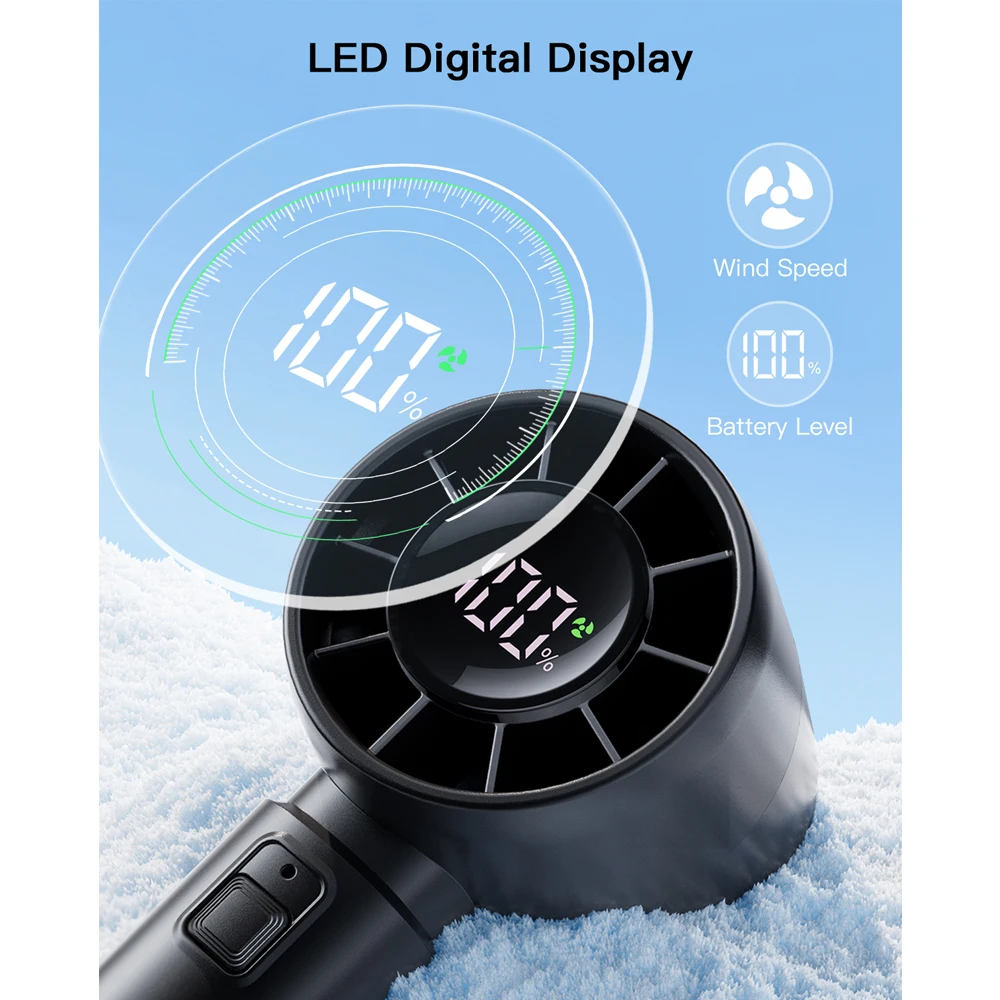 coldSky Portable Handheld Fan 4000mAh Battery Operated with LED Display Handheld Personal Small Fan 5 Speed Mini Fan for Travel