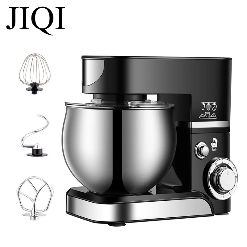 JIQI 1200W Electric Stand Food Mixer Stainless Steel Chef Machine 5L Bowl Cream Blender Knead Dough Cake Bread Whisk Egg Beater