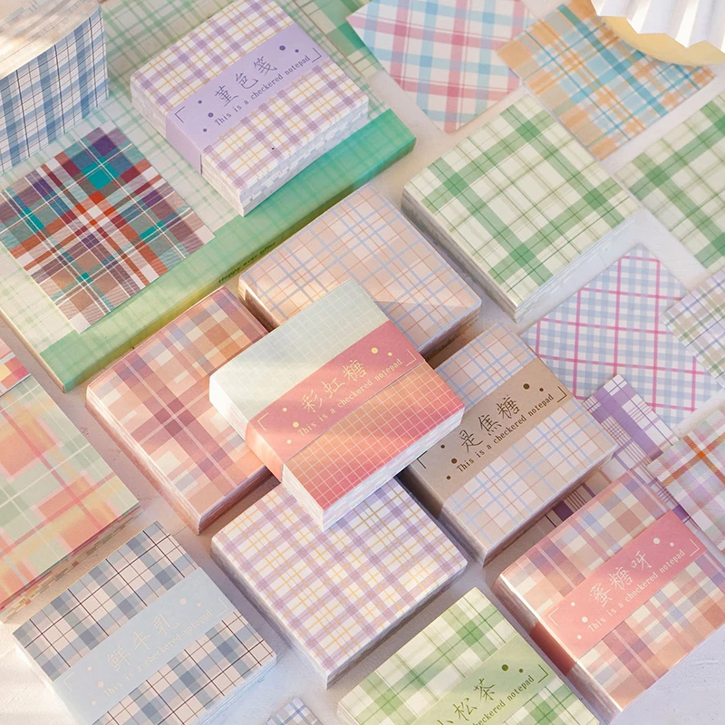 Plaid Sticky Notes Self-Adhesive Memo Pads Decoration Tabs Kawaii Stationery Daily Note School Student Supplies Scrapbooking Set 200sheets index tabs bookmark sticky notes notepad label note memo pad kawaii sticky note self adhesive school office stationery