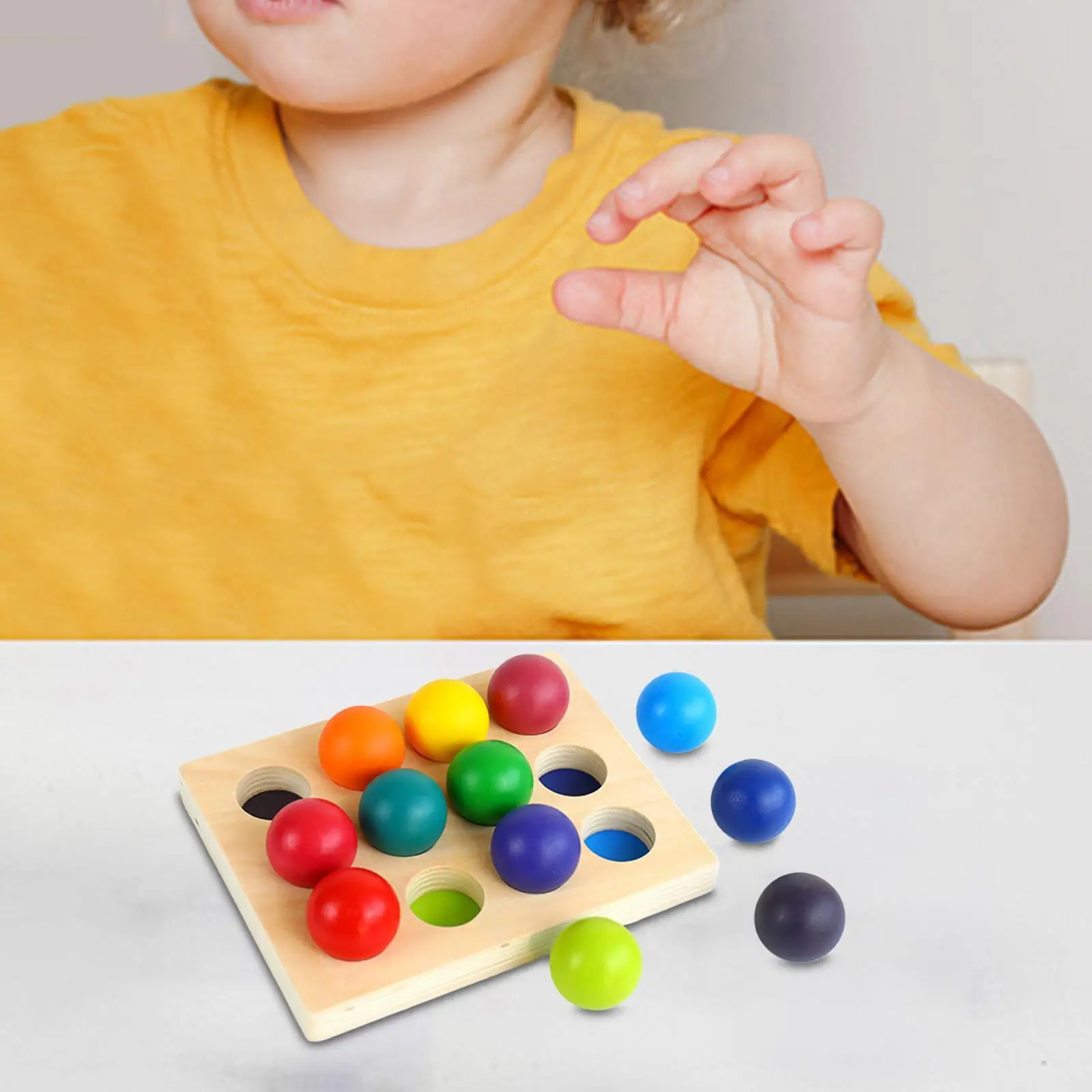 

Wooden Color Sorting Balls Game Educational Board Game for Kids Children Sensory 12 Activities Balls Fine Motor Skills Peg Board