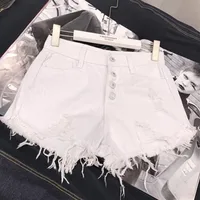 High Waist Tassel Broken Denim Shorts Women Summer Korean Version Raw Edge Wide Leg Loose Plus Size Jean Shorts Female - Image 3