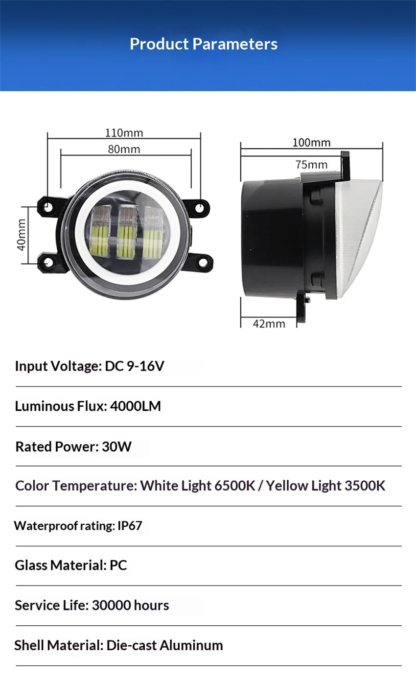 헤드라이트 LED 프로젝터 렌즈 안개등 3.5인치 DRL 안개등 토요타 캠리 4러너 시에나 타코마/렉서스 CT200h RX350용