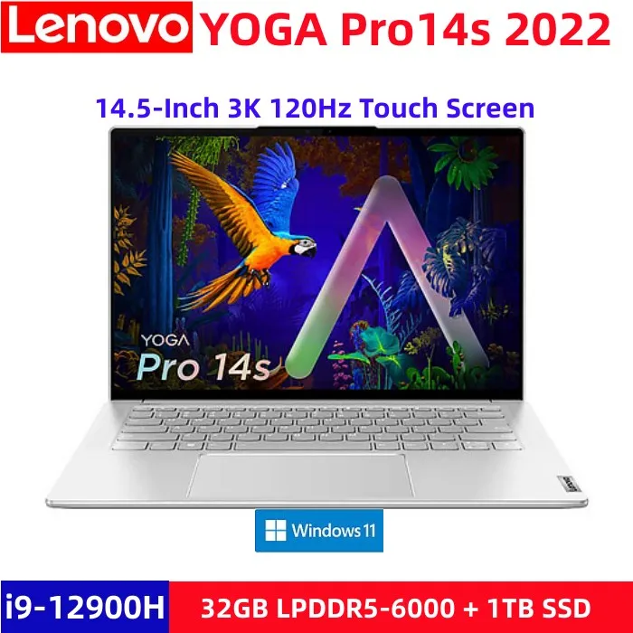 

Новый ноутбук Lenovo Yoga Pro14s 2022, ноутбук с диагональю 12 дюймов, Intel Core i9-12900H 32 ГБ + ТБ SSD, сенсорным экраном 14,5 дюйма, 3K, 120 Гц, тонкий ноутбук