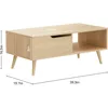 Oak Coffee Table, Mid Century Modern Coffee Table with Drawer & Shelf, 39'' Wooden Simple Console Table for Living Room 2