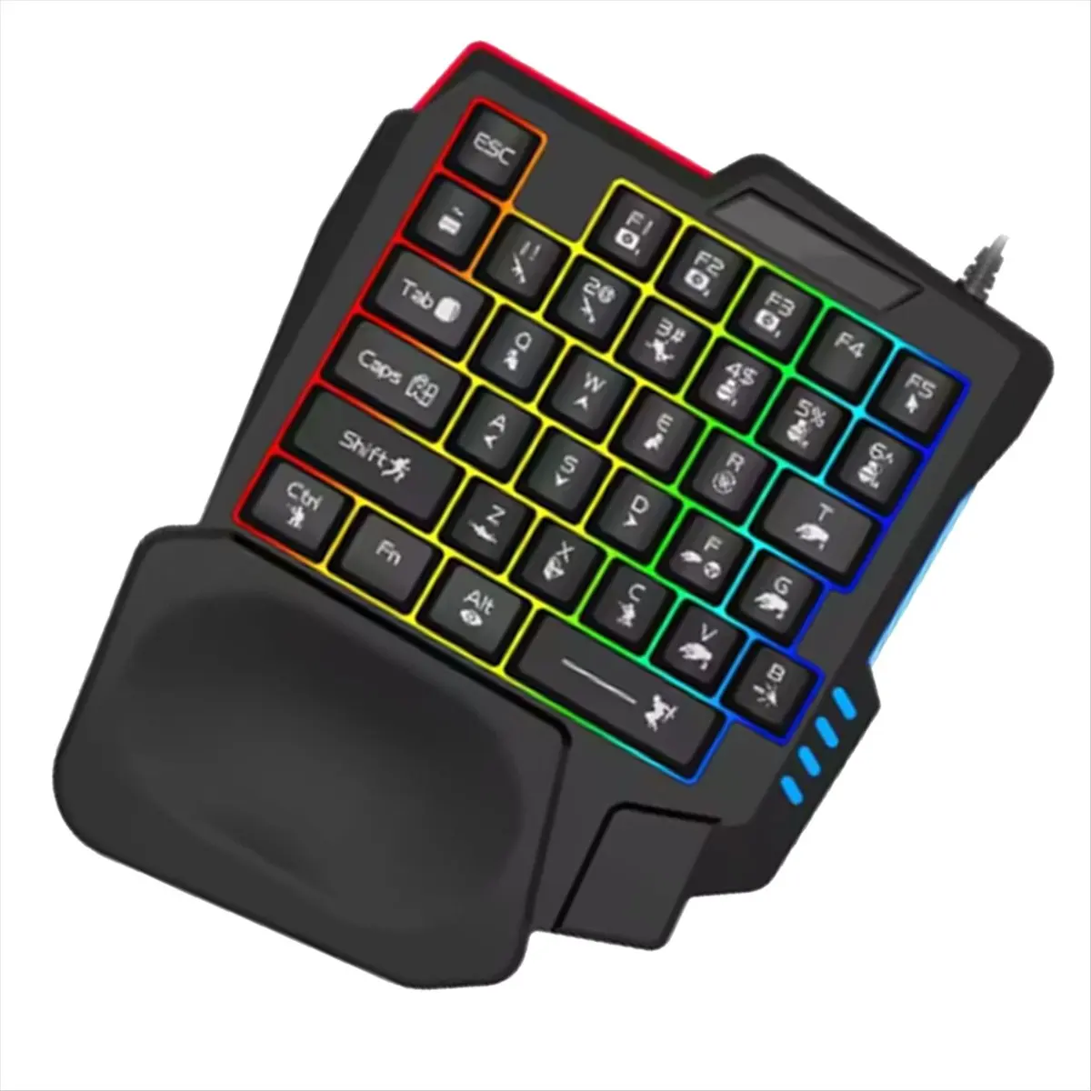 T96C 인체공학적 게이밍 키보드 싱글 핸드 USB 유선 35키 한 손으로 사용하는 RGB 백라이트 미니 키보드