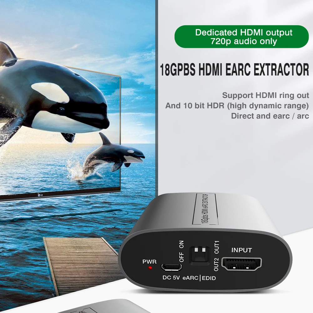 divisor de Extrator de Áudio HDMI, 4K,