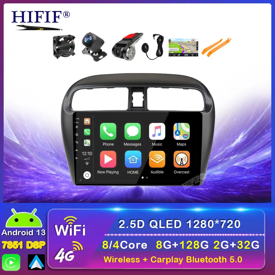

Автомобильный радиоприемник Android 13 для Mitsubishi Mirage Attrage 2012, 2013, 2014, 2015-2018, мультимедийный плеер с навигацией, GPS, DVD, головное устройство