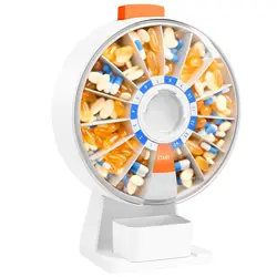 Versatile Large - Capacity Pill Dispenser with Push Button Access (White)