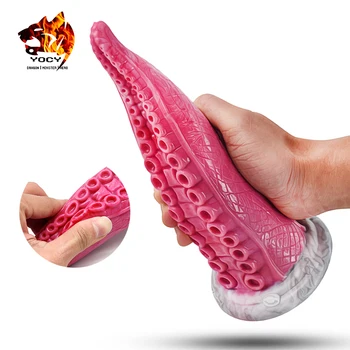 YOCY New 7cm Thick Octopus Tentacle Dildo Anal Silicone Sex Toy Gray Meat Color Butt Plug With Suction Cup Male Masturbate 1