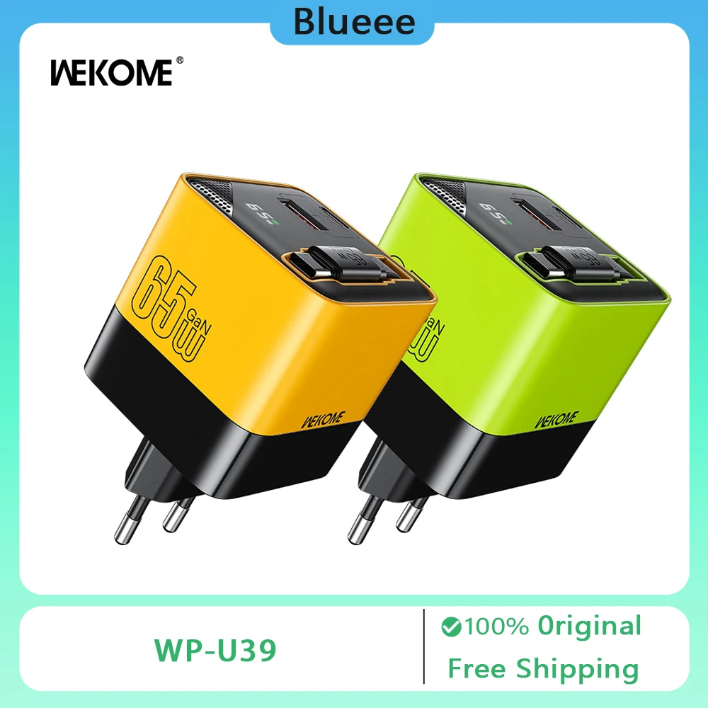 Wekome U39 65W Gallium Nitride Charger Socket Fast USB Type-C Charger Fast Charging For Iphone Android Smartphone Gamer Gifts