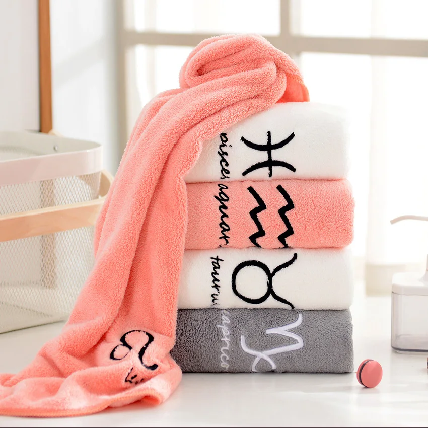 12 Constellations Soft Towel Set Letters Embroideried Face Bath Towels Large Strong Absorbent for Adults Kids serviette de bain bath towels cotton towel cotton face towels