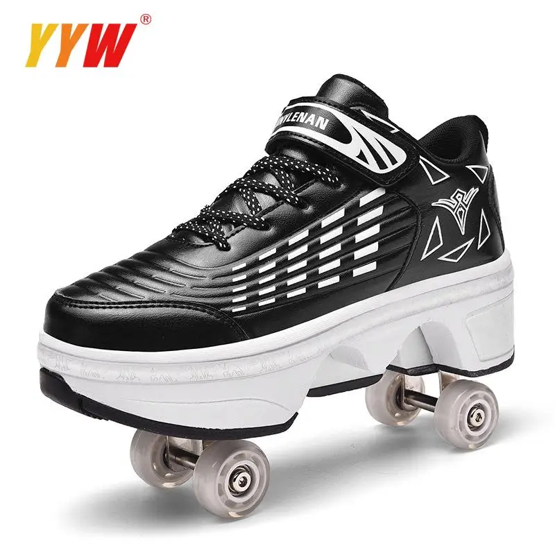 2024-new-dual-purpose-roller-skating-deformation-shoes-double-row-roller-skating-shoes-modified-version-four-wheel-running-shoes