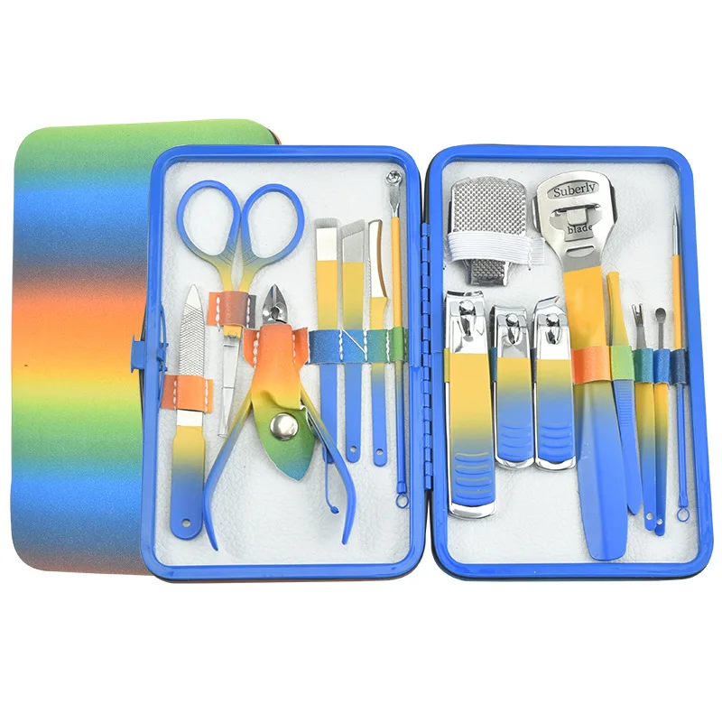 7-16 Pcs Manicure Set Pedicure Sets Gradient Colors Nail Clippers High-quality Steel Professional Nail