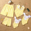 Mother and Daughter Matching Clothes Swimsuit 2025 New Family Matching Swimwear Ruffles One-Piece Suit Swimming Shorts Beachwear 2
