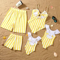 Mother and Daughter Matching Clothes Swimsuit 2025 New Family Matching Swimwear Ruffles One-Piece Suit Swimming Shorts Beachwear 2