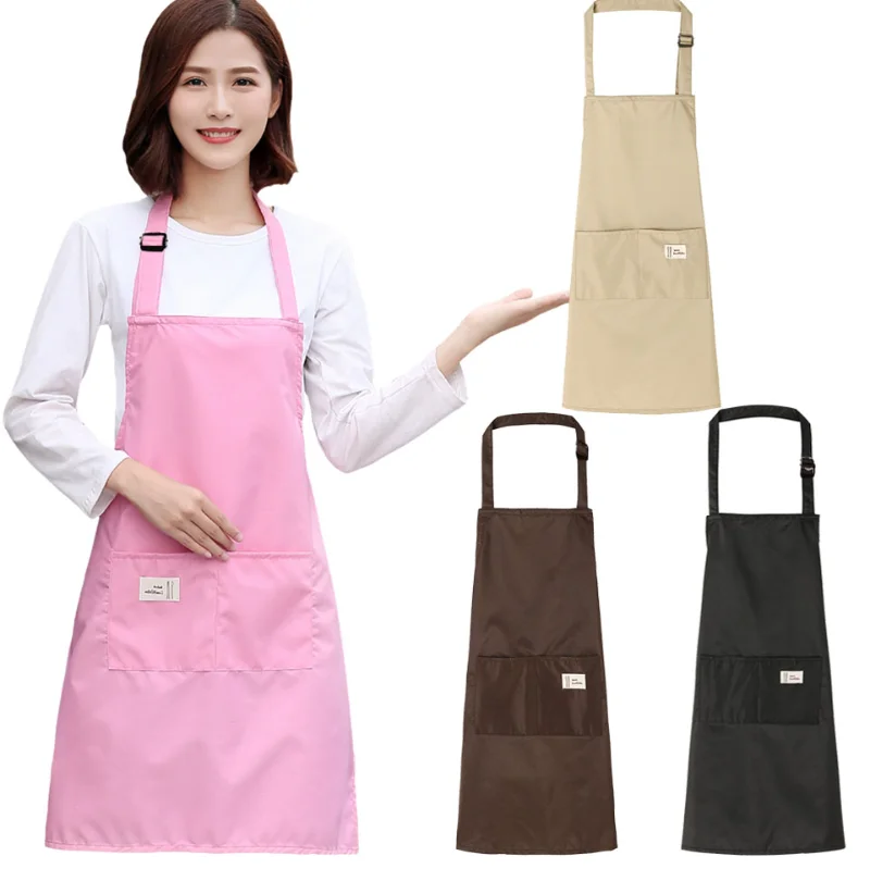 Adjustable Women Kitchen Apron For Cooking Baking Barista Apron Pink Waitressing Aprons Thicken Restaurant waterproof apron