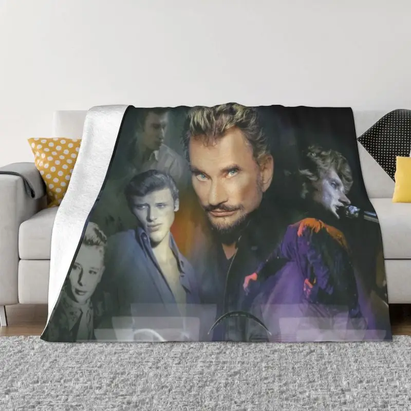 

Johnny Hallyday Blanket Warm Fleece Soft Flannel Singer Actor Throw Blankets for Bedding Couch Travel Spring