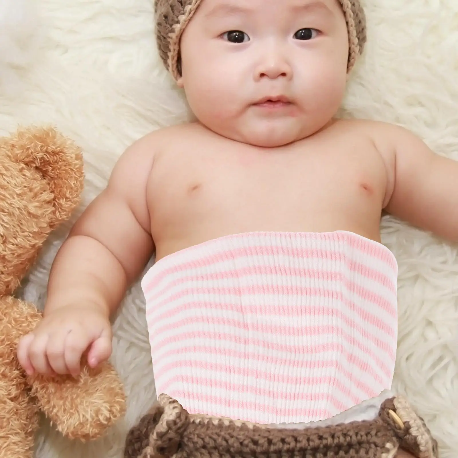 Newborn Belly Protectors Infant Cotton Belly Band Pink Stripes Baby Wrap Umbilical Cord Cover Warmth Colic Prevention Night Turn