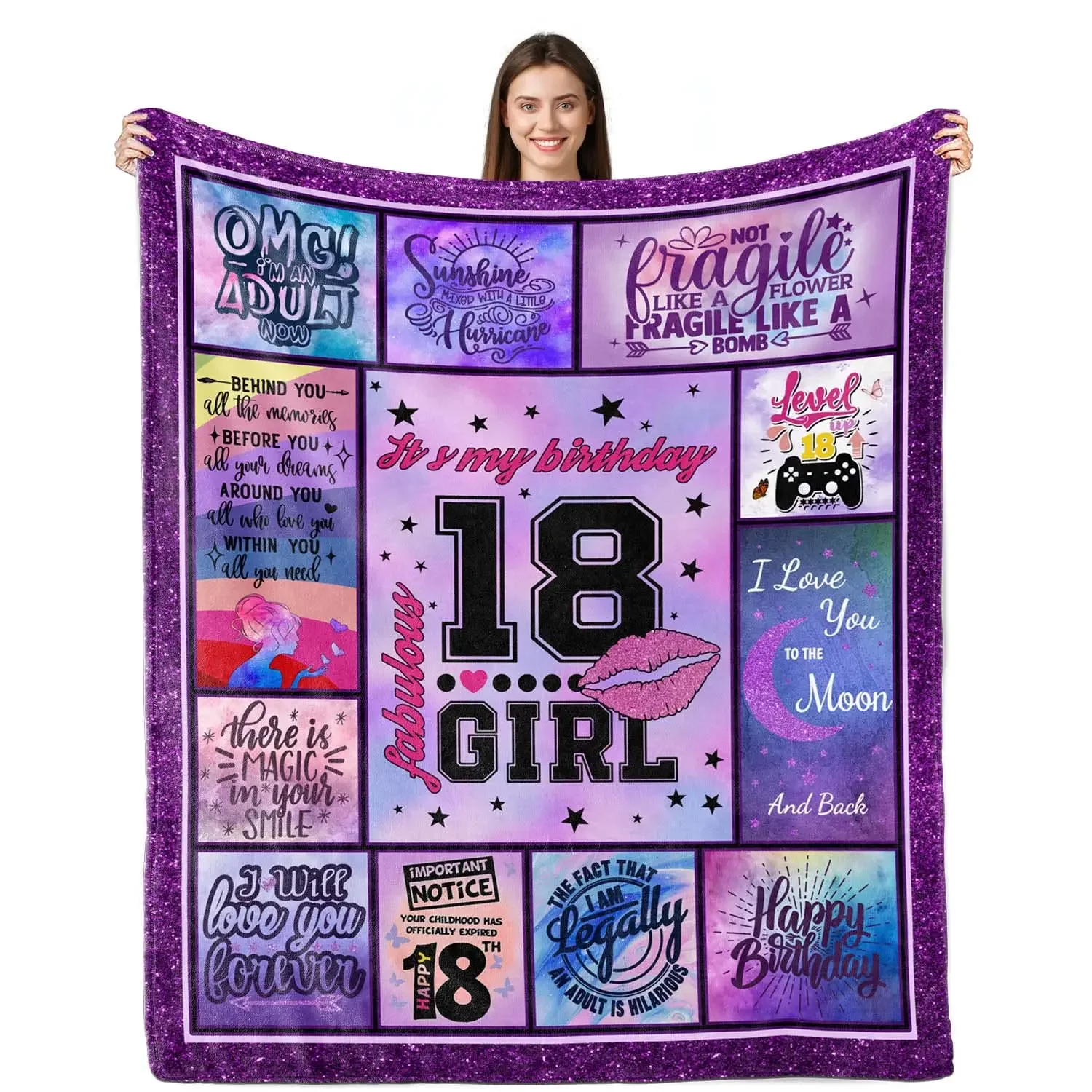 18th Birthday Gifts Ideas for Girls-Girls 18th Birthday Decor Blanket-Gift for 18 Year Old Girl-Gifts for Daughter Bestie Sister 3