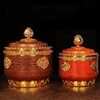 Tibetan Brown Toba Jar Food Bottle Organizer Tantric Metals Handicraft Buddhist Auspicious Tribute Home Gift Desktop Decorative 1